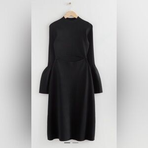 Elegant Black Bell Sleeve Dress